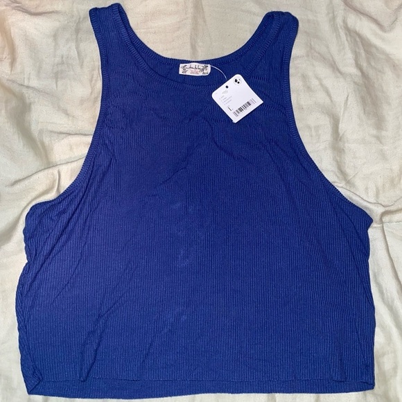 NWT INTIMATELY FREE PEOPLE SEAMLESS MUSCLE TANK IN INDIGO SUPER SOFT LOOSE FIT - Picture 2 of 5